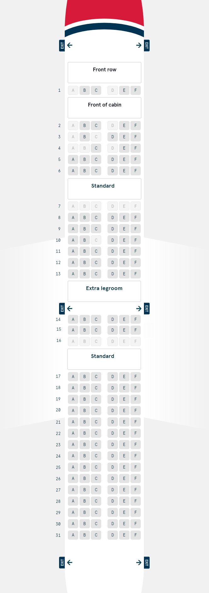 southwest airlines 737 seat map